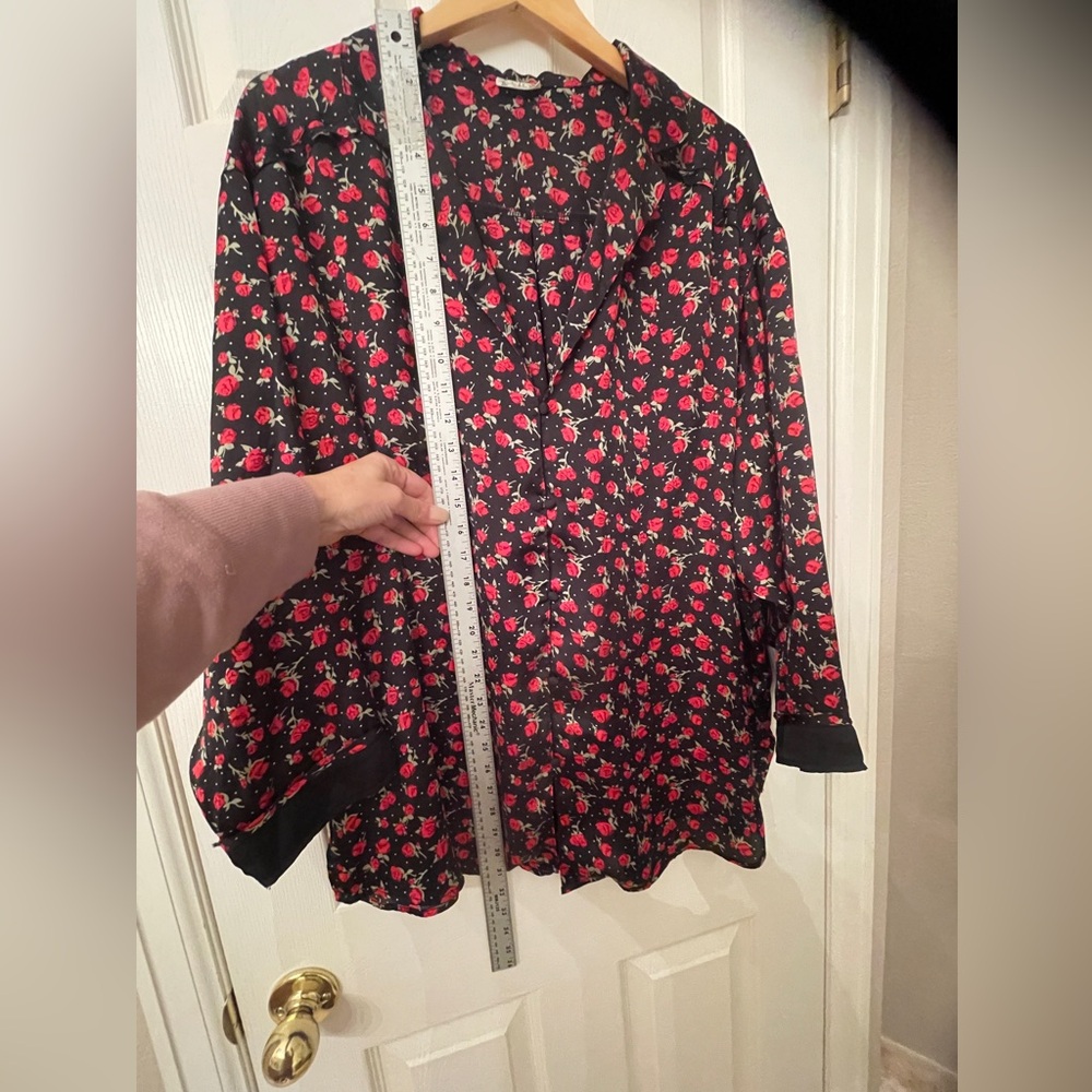 Free People Rose Print Silky Nightshirt | Sleep Shirt Mini Dress‎ - Picture 4 of 8